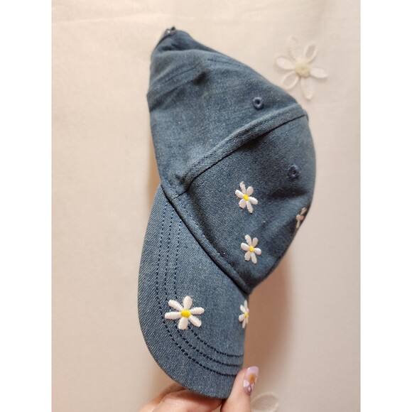 Wonder Nation Girls Blue Jean Denim Hat One Size Baseball Cap Daisy Floral Boho - Picture 4 of 10